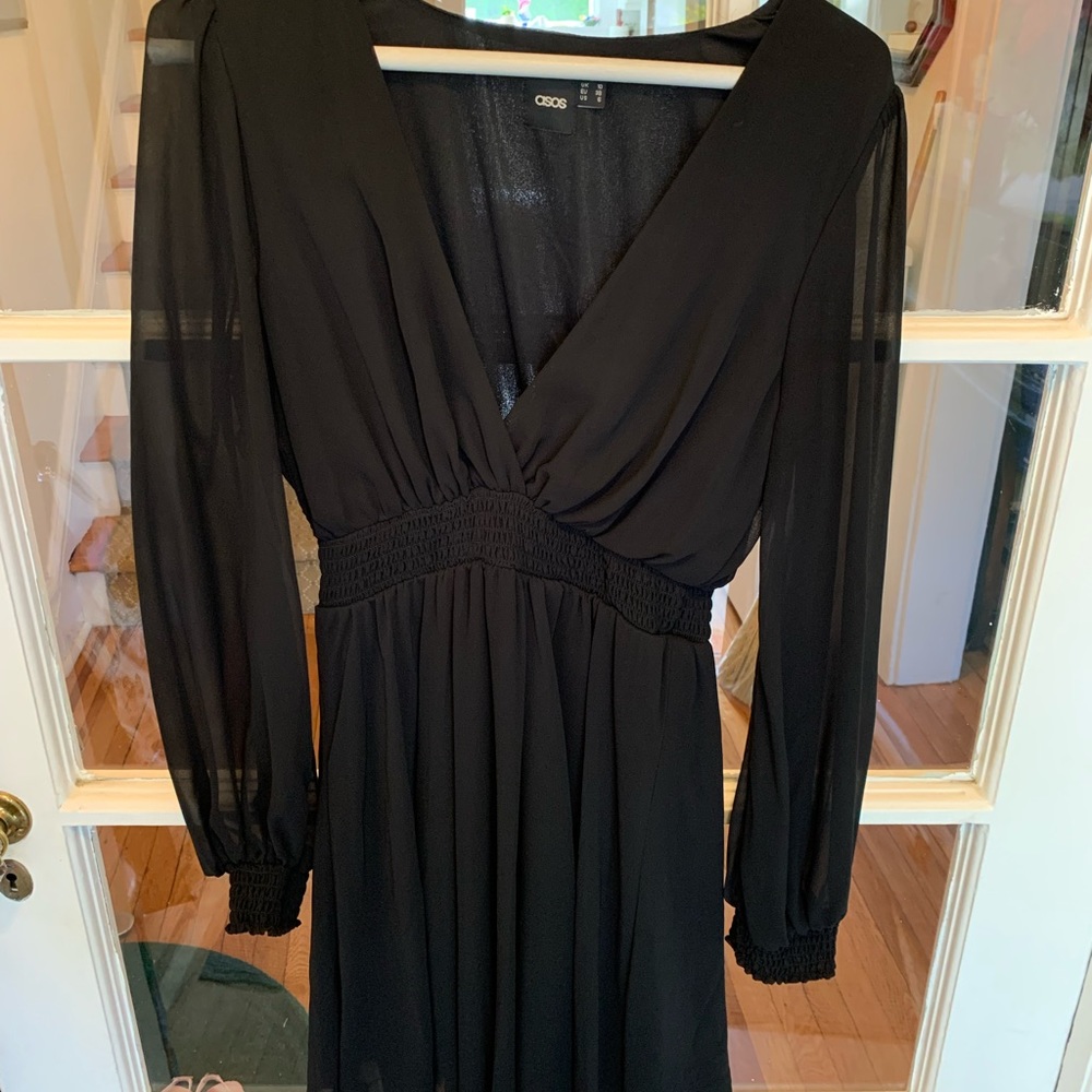 ASOS black short dress with flowy sleeves